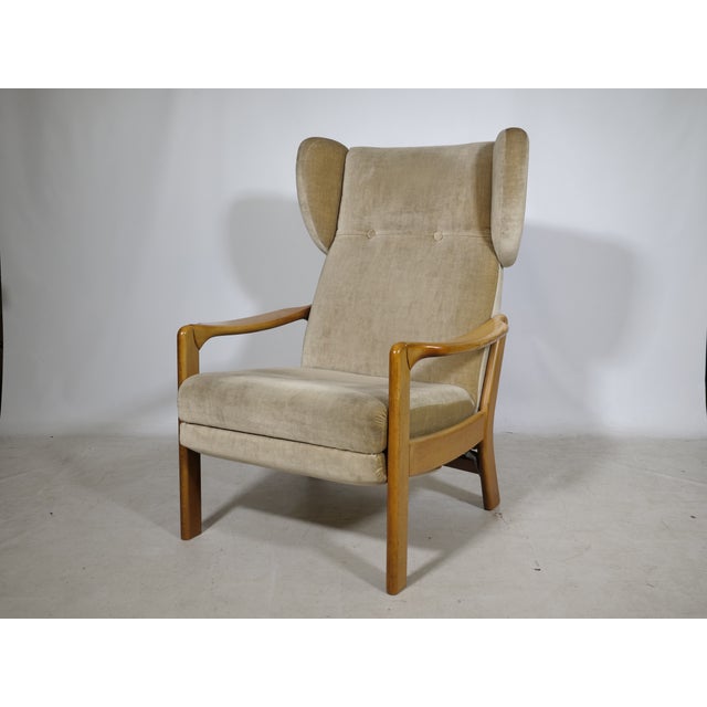 Wood Mid-Century Modern Wingback Chair with Folding Function in Wood, 1970s For Sale - Image 7 of 12