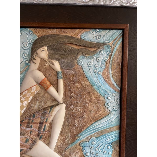 Vintage 1980s Ting Shao Kuang Style Wall Art Hand Painted (25 X 25) For Sale - Image 4 of 8