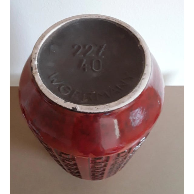 Vintage Glazed Ceramic Floor Vase with Geometric Pattern, Germany, 1970s For Sale - Image 4 of 5