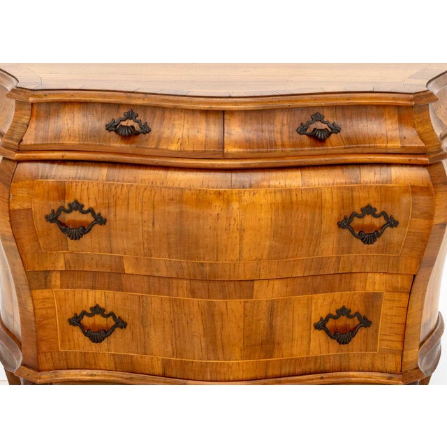 Italian Walnut Bombe Commode For Sale - Image 4 of 8