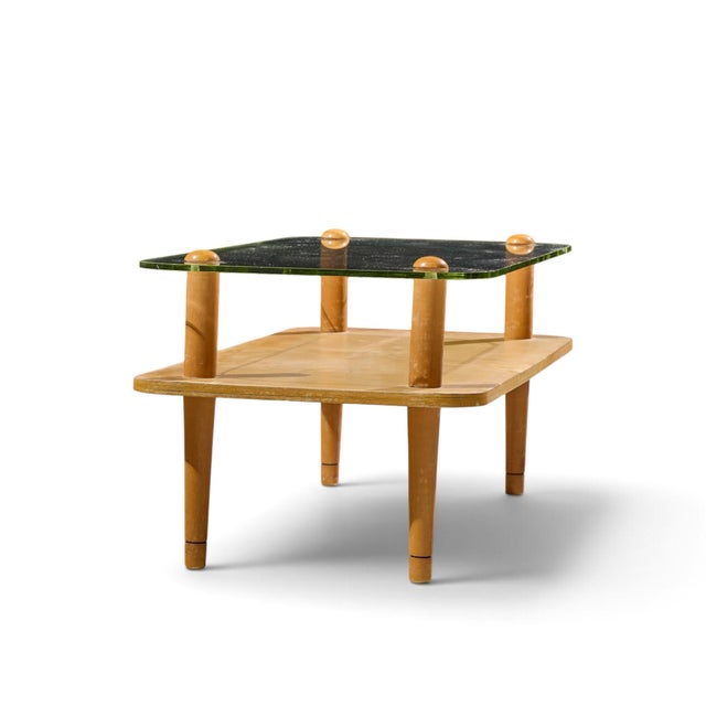 Mid 20th Century Gilbert Rhode Style Mid Century Walnut and Glass Coffee Table For Sale - Image 5 of 9