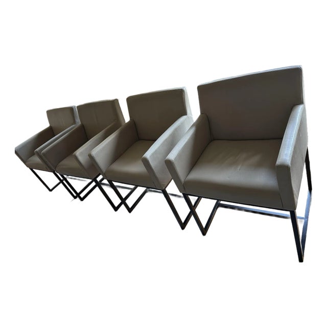 Rh Emery Track Arm Leather Dining Chair For Sale