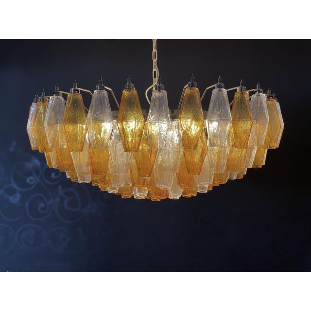 Glass Amber & Clear Poliedri Murano Glass Ceiling Light, 1990s For Sale - Image 7 of 18