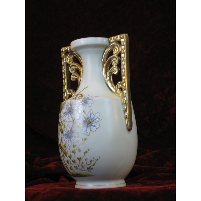 Mid 19th Century Mid 19th Century Vase Art Deco Porcelain Hand Painted Gold Carlsbad Austrian Cubist Victorian For Sale - Image 5 of 18