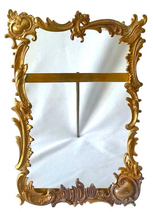 Vintage Rococo Revival Gilded Brass and Beveled Glass Easel Picture Frame for 4" X 6" Photograph