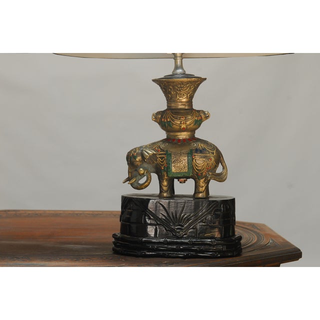 Thai White Brass Elephant Table Lamps A Pair Chairish
