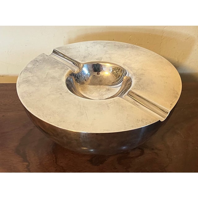 Vintage Art Deco Style Silverplate Orb Cigar Ashtray For Sale - Image 9 of 15