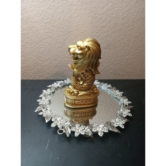 Asian Merlion Mascot of Singapore Gold Tone Resin Figurine. For Sale - Image 3 of 5