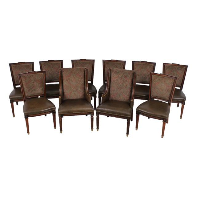 Set of 10 Hickory White French Louis XVI Dining Room Chairs For Sale