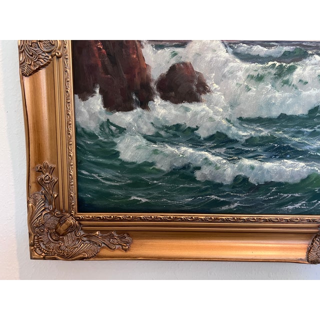 Blue Mid 20th Century Gerhard Lukas Larsen (German 1911-1965) Oil Canvas Vintage, Maritime, Seascape For Sale - Image 8 of 9