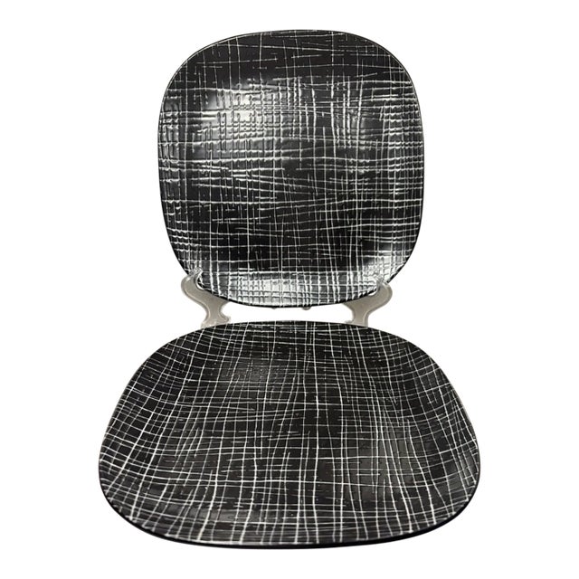 Vintage Calvin Klein Khaki Black Charcoal Salad Plates -Set of 2 For Sale