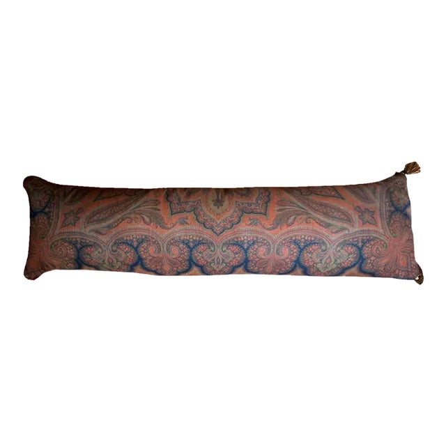 Etro Cinnabar Paisley Vintage Cashmere Scarf Lumbar Pillow For Sale