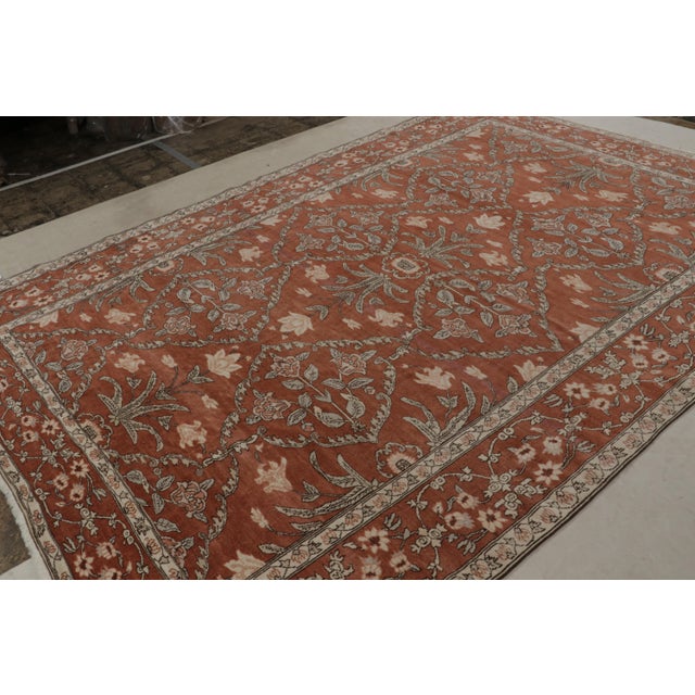Traditional Rug & Kilim’s 17th Century Mogul Style Rug in Red With Beige Floral Patterns For Sale - Image 3 of 8