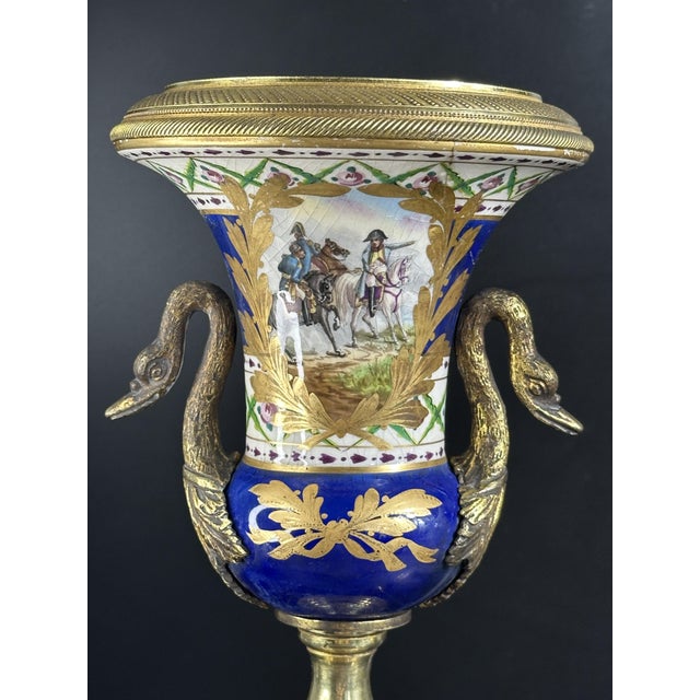 Antique Napoleon III French Sèvres Bronze and Porcelain Vases, 1870s, Set of 2 For Sale - Image 10 of 11