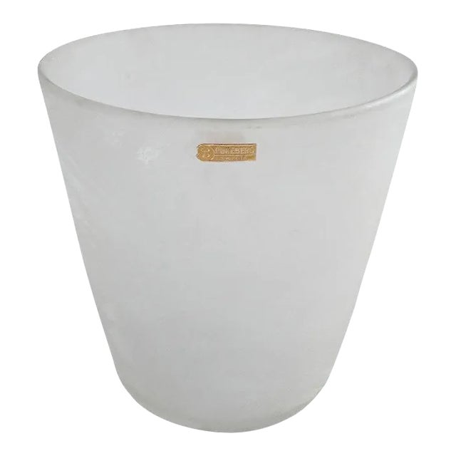 Vintage Swedish Art Deco Frosted Glass Ice Bucket from Pukeberg For Sale