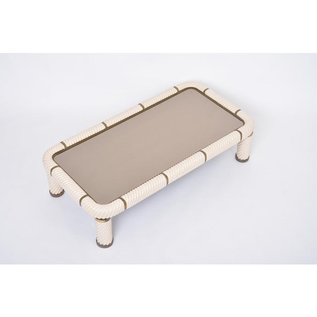 Large White Ceramic and Brass Coffee Table by Tommaso Barbi, 1970s For Sale - Image 4 of 16