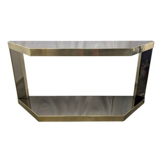 Console Table in Brass and Mirrored Glass, 1970s For Sale