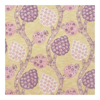 Sample - Schumacher Annabel Warp Print Fabric in Gold For Sale