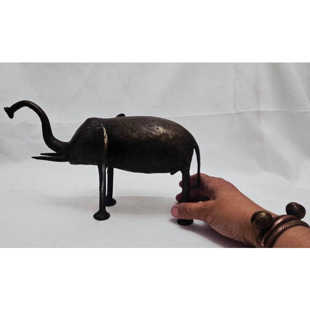 Mid 20th Century African Bronze Elephant Sculpture Art For Sale - Image 16 of 16