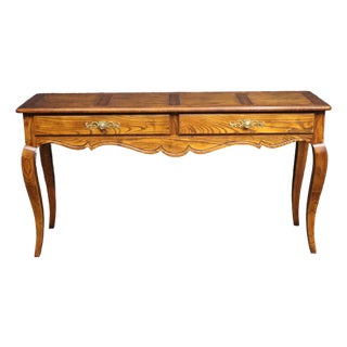 Henredon Oak Console Table With Drawers For Sale