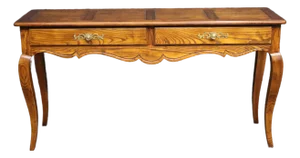 Henredon Oak Console Table With Drawers