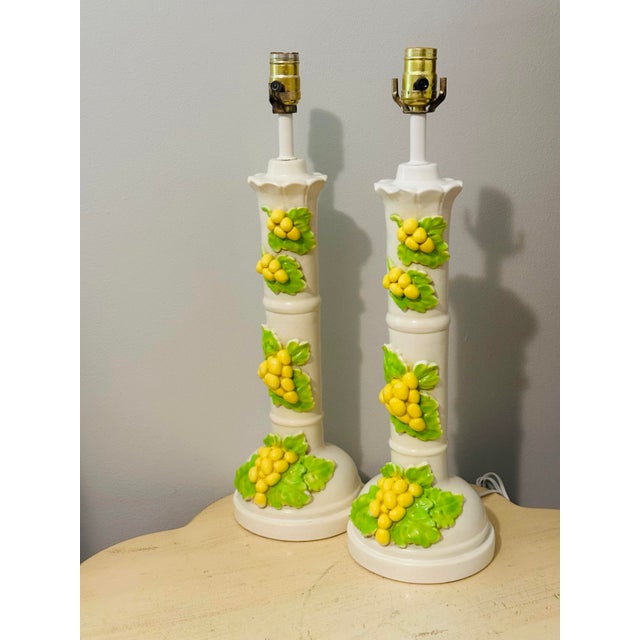 Metal MidCentury Italian Ceramic Table Lamps - A Pair For Sale - Image 7 of 8