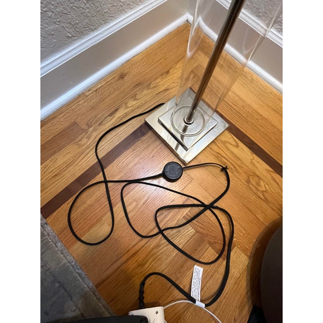 Silver Restoration Harware French Column Floor Lamp With Shade For Sale - Image 8 of 10