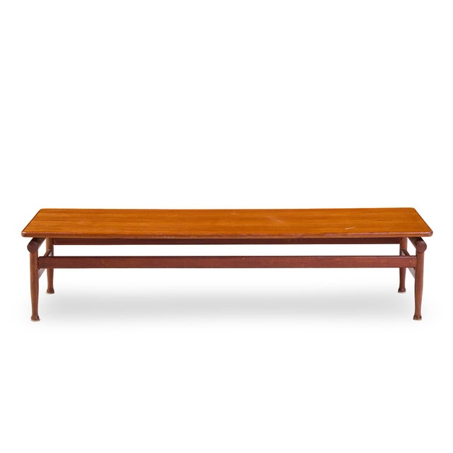 Kai Lyngfeldt-Larsen for Søborg Møbelfabrik Mid Century Danish Teak Bench Coffee Table This coffee table measures: 66.5...