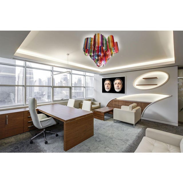 Italian Multicolored Quadriedri Murano Glass Chandeliers, 1990s, Set of 2 For Sale - Image 15 of 18