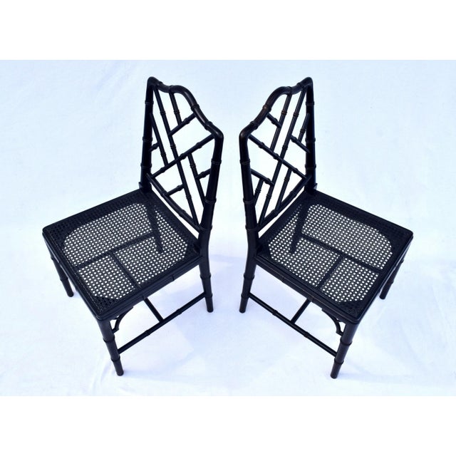 1990s Vintage Chinese Chippendale Dining Chairs, Set of Eight, Lacquered For Sale - Image 5 of 16