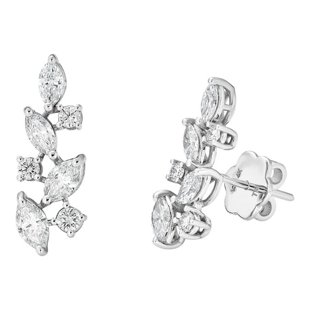 The Aurora Petite White Gold Climber Earrings - 2 Pieces For Sale