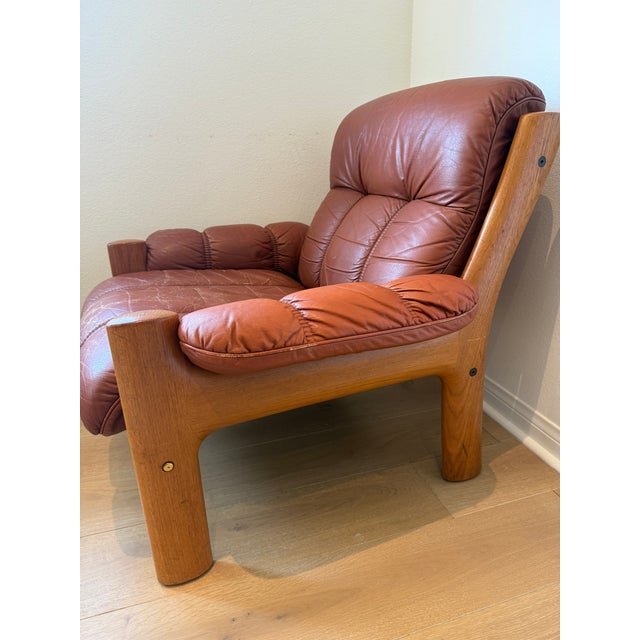 Mid-Century Modern Teak & Leather Chair, Attributed to Ekornes Montana For Sale In Los Angeles - Image 6 of 6