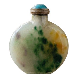 Early 20th Century Mottled Peking Glass Snuff Bottle With Turquoise For Sale