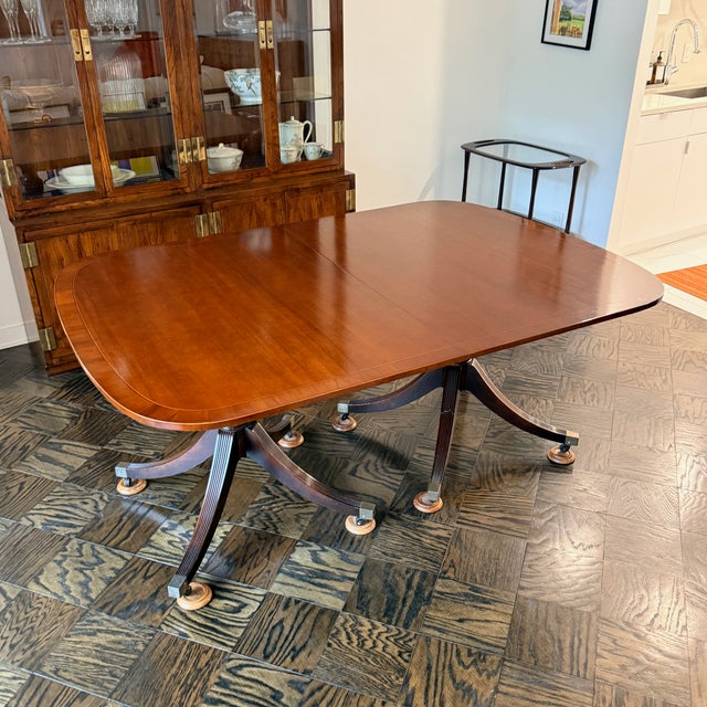 Baker Georgian Style Double Pedestal Mahogany Dining Table For Sale - Image 16 of 16