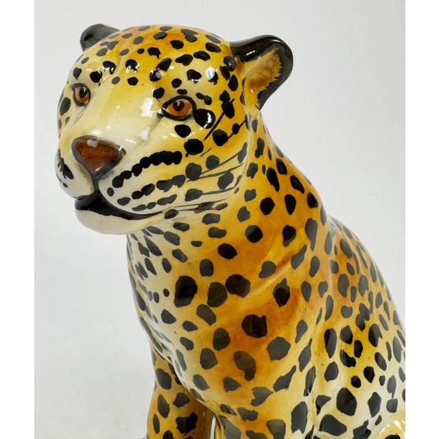Vintage Italian Ceramic Leopard Figure For Sale - Image 9 of 10
