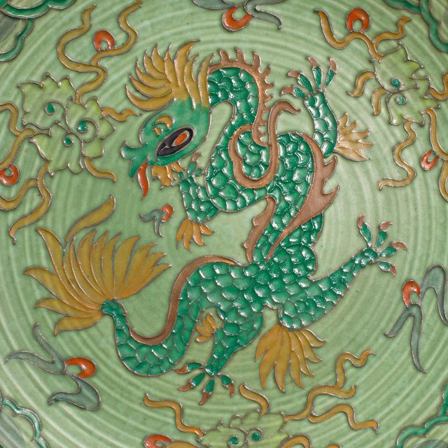 1940s Vintage 1940s English Ceramic Decorative Fruit Dish Hanging Charger Plate For Sale - Image 5 of 11