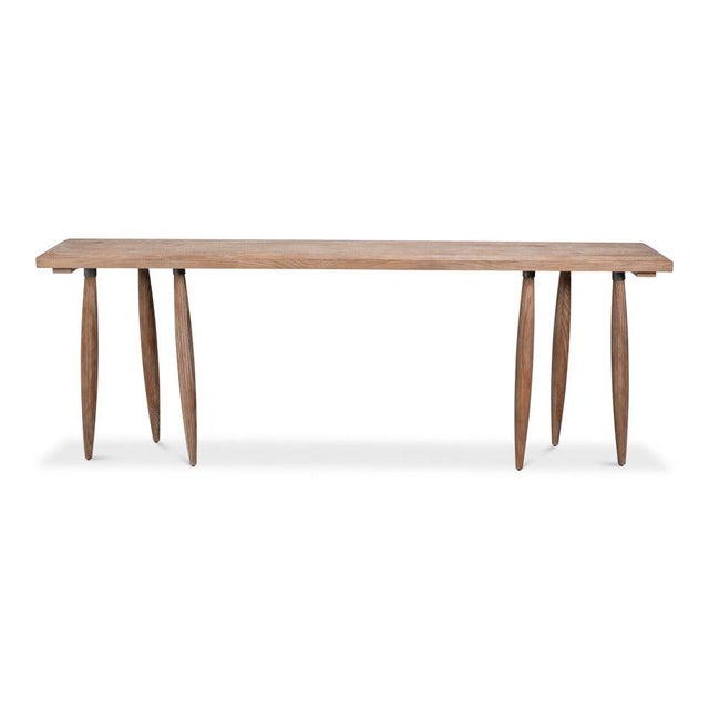 Rustic Carved Leg Console Table in Natural Pine For Sale - Image 4 of 12