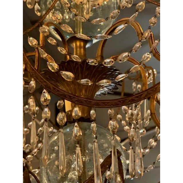Transparent 19th Century Gilt Brass and Crystal Swedish Chandelier For Sale - Image 8 of 11