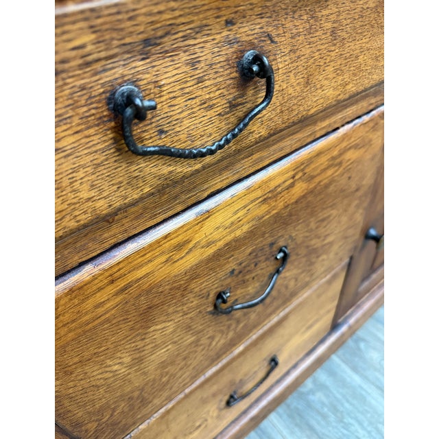 Antique Arts & Crafts Oak Washstand With Castors For Sale - Image 10 of 16