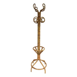 Wicker Bamboo Coat Rack Stand For Sale