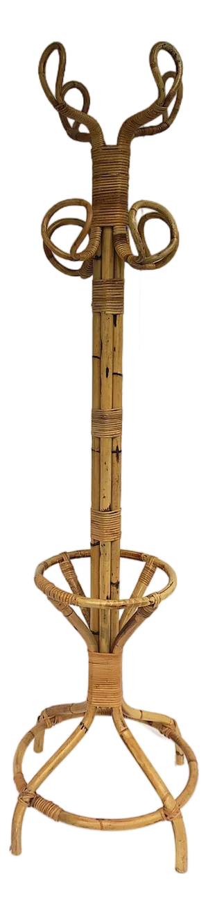 Wicker Bamboo Coat Rack Stand