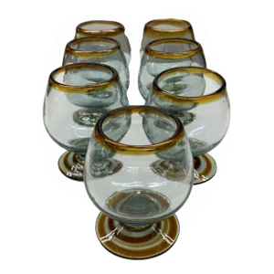 Vintage Brandy Glassware With Golden Accents - Set of 7