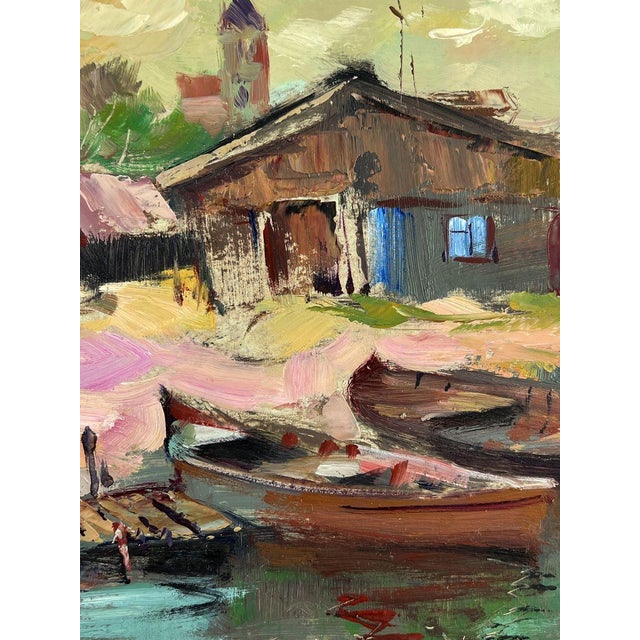 Oil Painting Small Boat Dock Yuriy Suprunchuk For Sale - Image 9 of 11