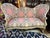 One of a kind, newly professionally reupholstered vintage French Provincial style settee. c.1950s/60s. Dramatic frame...