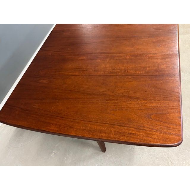 Brown Mid 20th Century Refinished Danish Modern Teak Drop Leaf Dining Table For Sale - Image 8 of 8