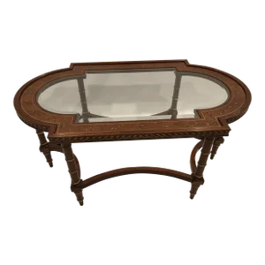 Widdicomb Adam Style Paint Decorated Wood & Glass Coffee Table
