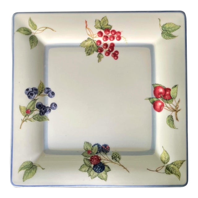 Vintage Villeroy & Boch Square Dinner Plate – Cottage Pattern With Fruit Motif – Made in Germany For Sale