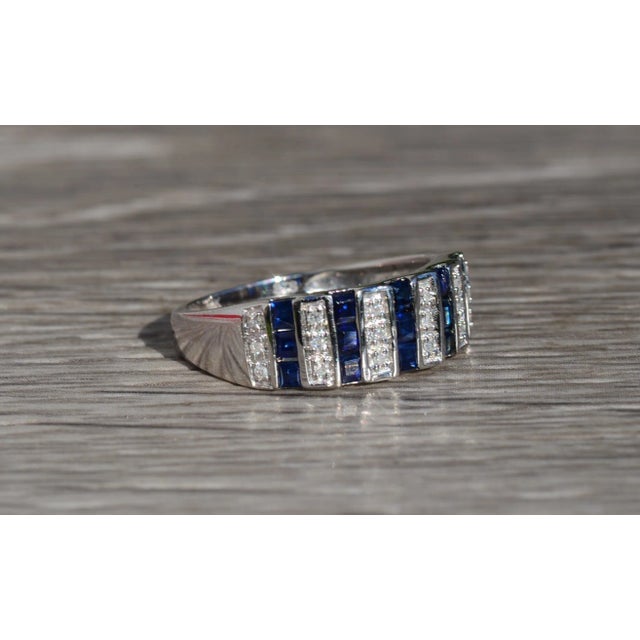 Early 21st Century The Enotera: Ladies 14K White Gold Sapphire and Diamond Band For Sale - Image 5 of 9