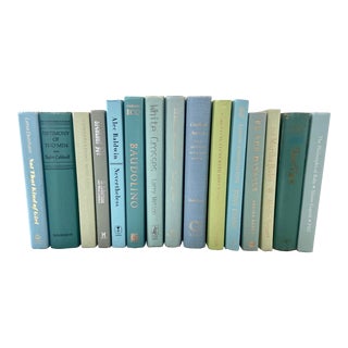 Vintage & Modern Book Bundle in Beach Glass Colors - Set of 15 Books For Sale