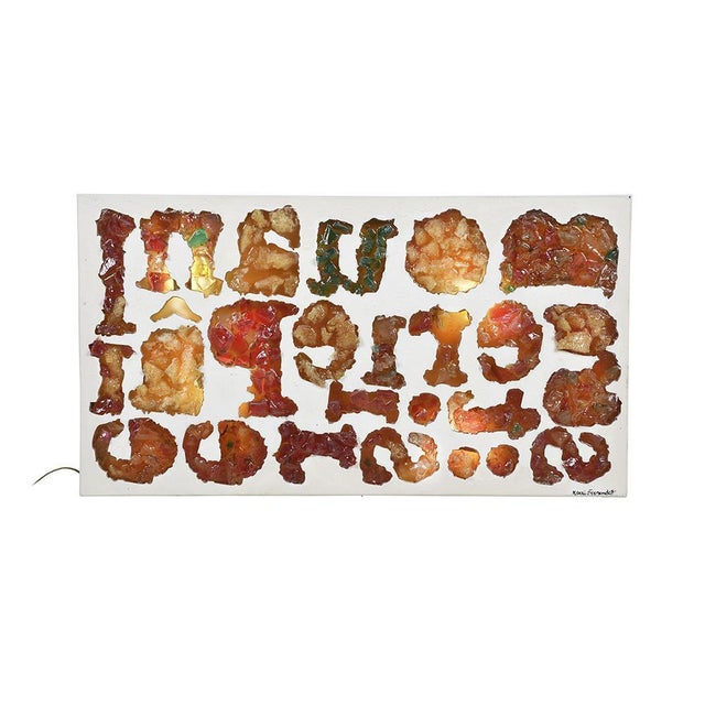 Henri Fernandez, Composition of Letters, 1970s, Fractal Resin Wall Decoration For Sale - Image 6 of 6